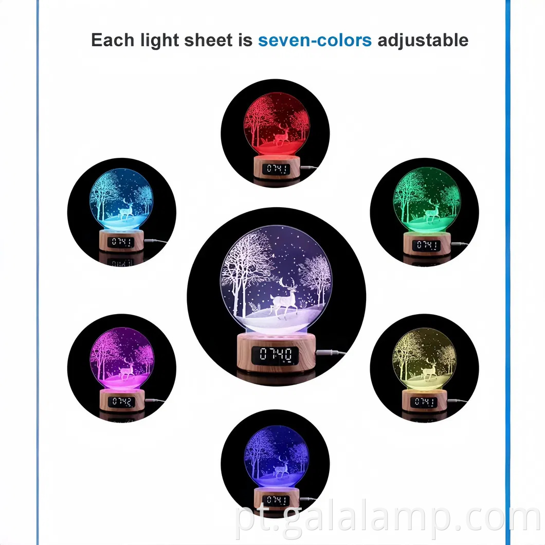 Luz noturna colorida de LED com alto -falante Bluetooth e despertador